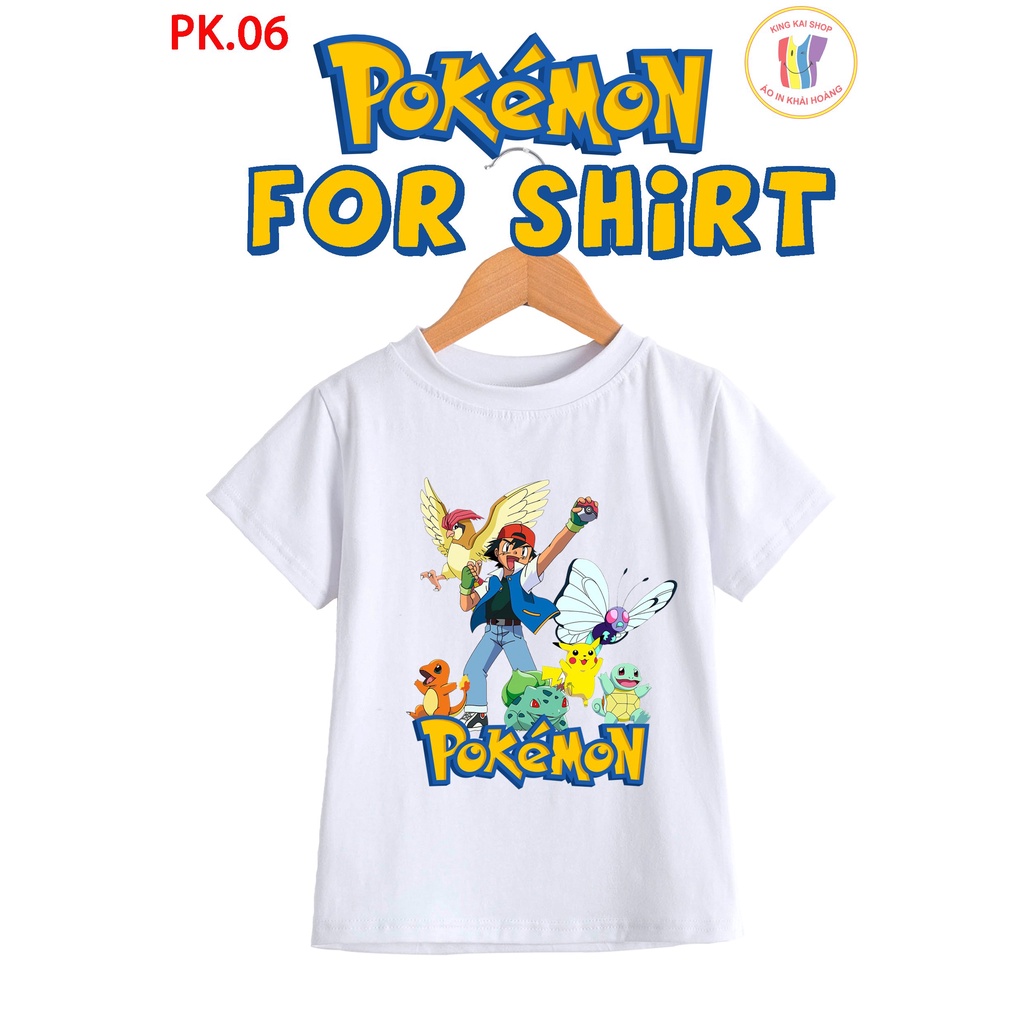 áo thun bé trai in hình pokemon cotton co giản thoải mái