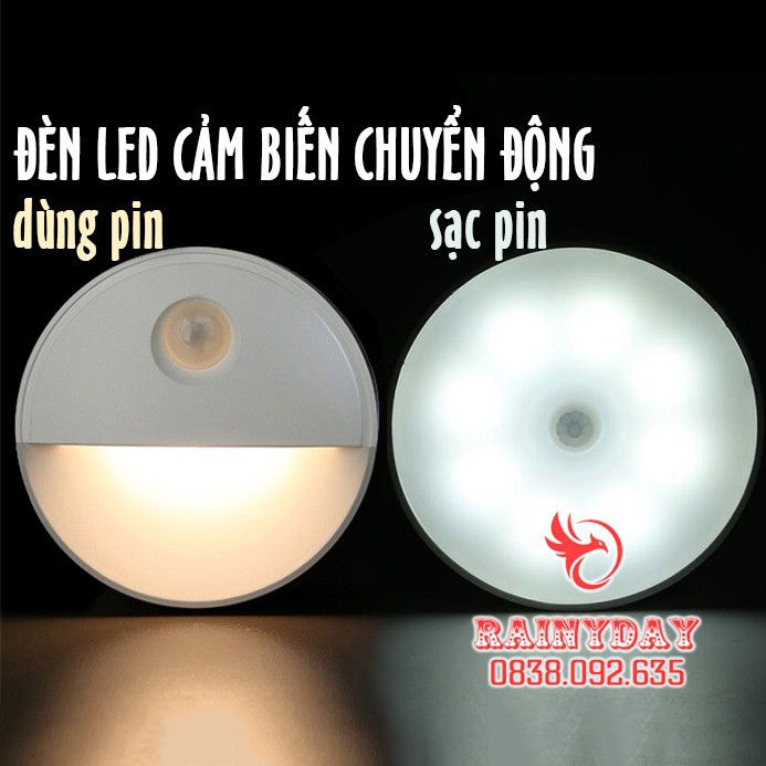 Đèn led cảm ứng cảm biến chuyển động gắn dán tường tủ cầu thang thông minh tự động phát sáng