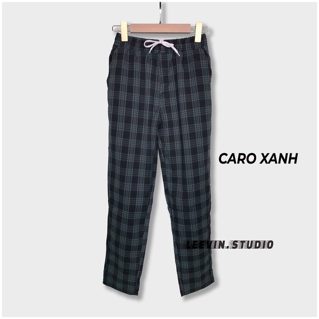 Quần Baggy Nam Nữ Kẻ Caro PLAID Ống Suông Unisex - Kiểu quần baggy nữ vải Plaid kẻ caro dáng suông rộng H33