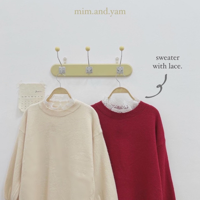 Áo len trơn phối ren 2 màu