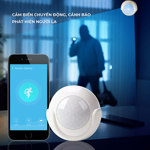 Cảm biến chuyển động không dây kết nối thông qua ứng dụng trên IOS và Android, bảo hành 12 tháng Mofion Sensor