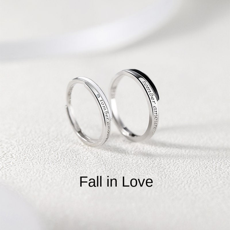 Nhẫn Cặp Khắc Chữ Thiết Kế Đơn Giản Thích Hợp Làm Quà Tặng Cho Cặ