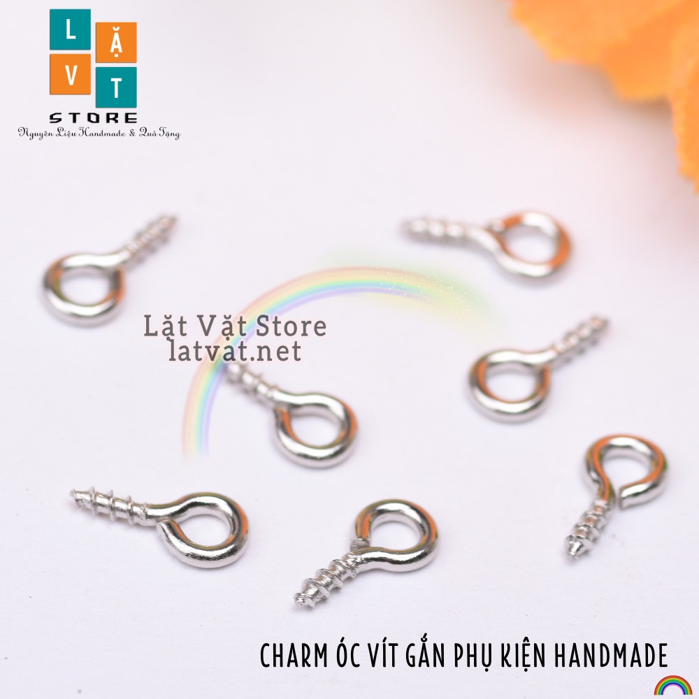 Charm phụ kiện ốc vít đinh xoắn nhỏ gắn đồ handmade, đất sét tự khô