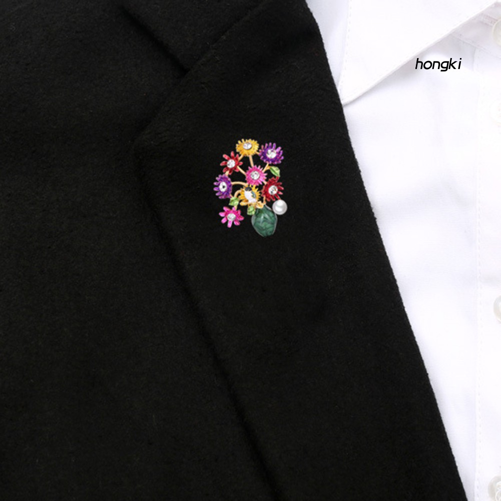 Ghim Cài Áo Hình Bình Hoa Đính Kim Cương Giả Thời Trang Cho Nữ