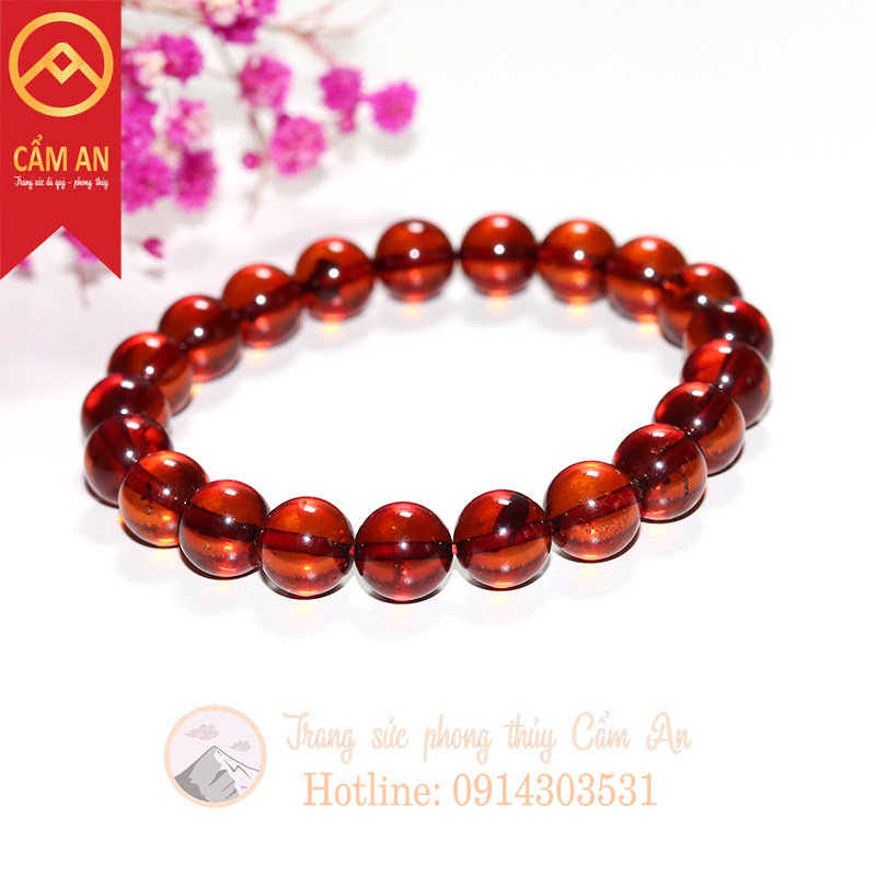 (Sale 1 Sản phẩm duy nhất) 1 Vòng Hổ phách đỏ 10 ly cho nữ như trong hình, đẹp và sang trọng - Cẩm An