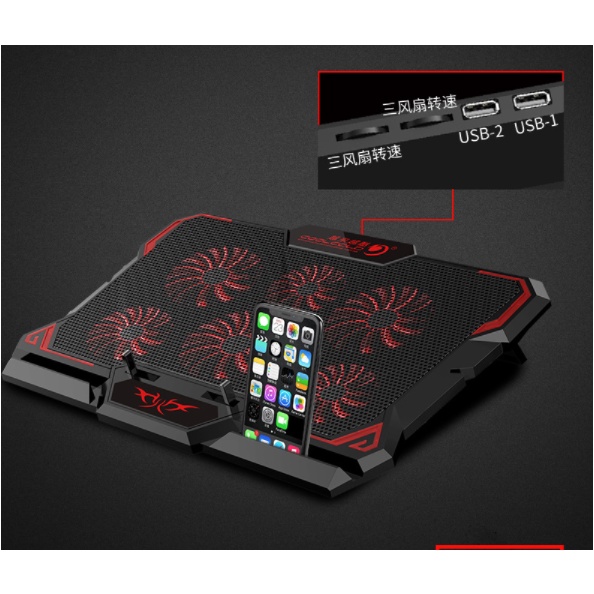 Đế Tản Nhiệt Laptop 6 Quạt Cao Cấp Siêu Mạnh Siêu Mát Dành Cho Laptop Chuyên Game, Đồ Họa