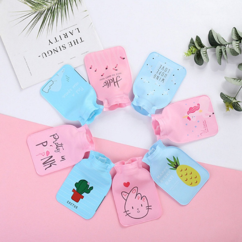 Túi Chườm Nước Nóng Mini Một Lớp Họa Tiết Hoạt Hình Dễ Thương Dùng Khi Đi Bộ / Cắm Trại