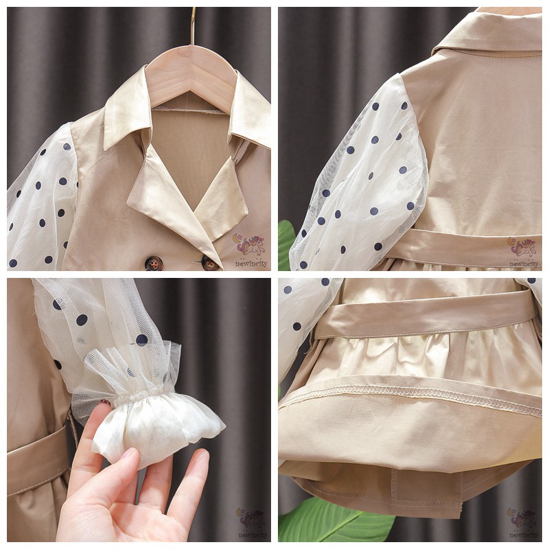 Đầm Dài Tay Họa Tiết Chấm Bi Cho Bé