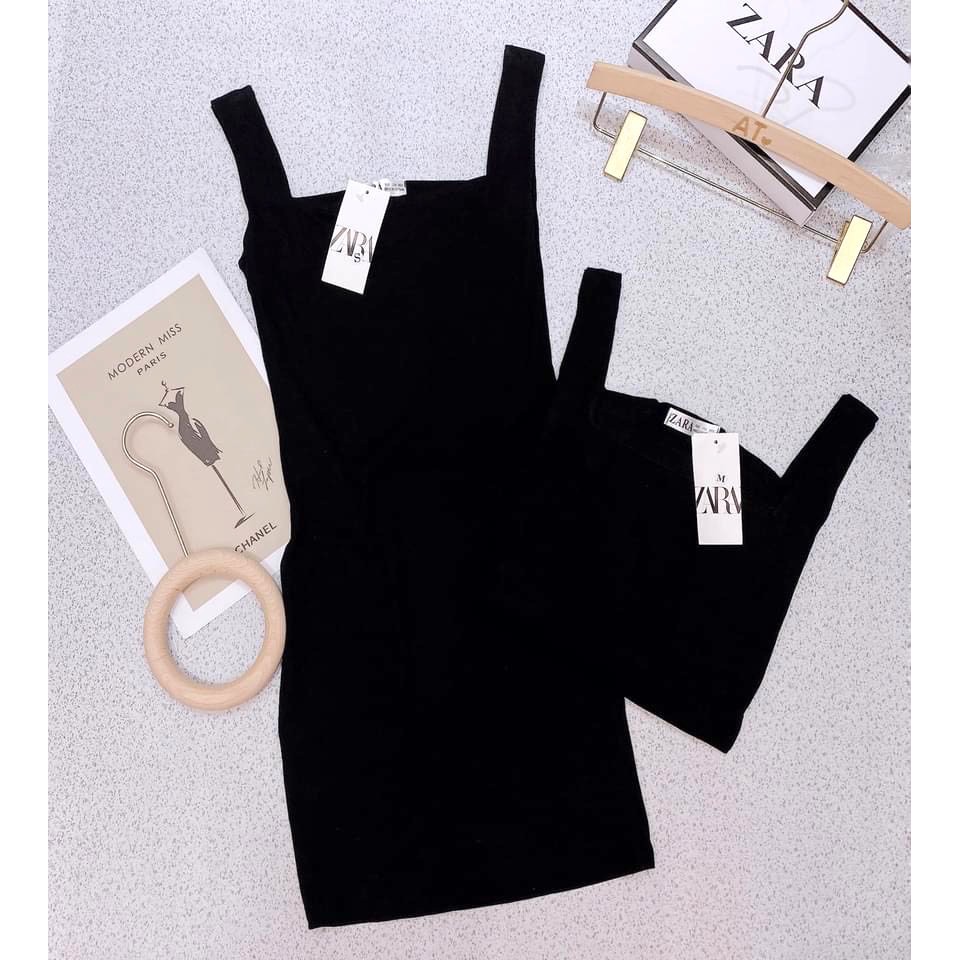 Váy Body 2 Dây Cổ Vuông PEONYB Nữ [FREESHIP] 🌸 Đầm dáng ôm, thun 2s bản to màu đen sexy cá tính Ulzzang HOT 🌸