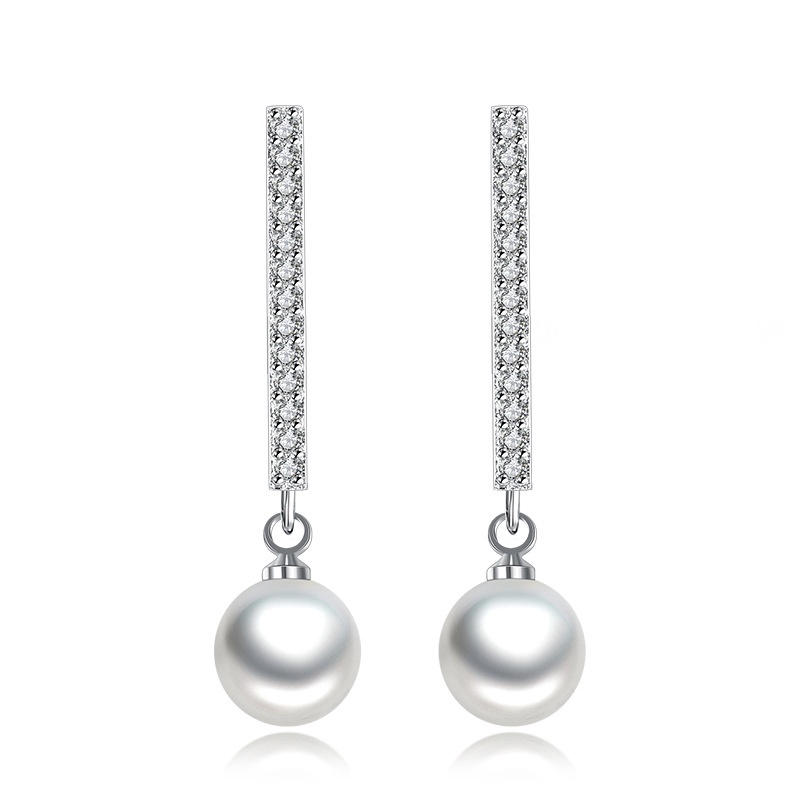 Bông Tai Bạc 925 Đính Ngọc Trai Zircon 00004 Thời Trang Cho Nữ