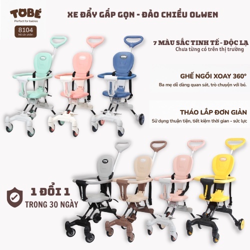 Xe Đẩy Gấp Gọn - Đảo Chiều OLWEN TOBÉ ghế ngồi xoay 360 độ, tháo lắp đơn giản, gọn gàng, phù hợp cho bé từ 6 - 36 tháng