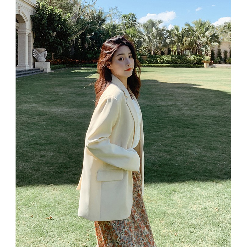 Áo Blazer màu Be 2 lớp 4 cúc thật - Áo Vest nữ Style Ulzzang Hàn Quốc cực xinh cực tôn da [Hot 2021] | SchoolF | BigBuy360 - bigbuy360.vn