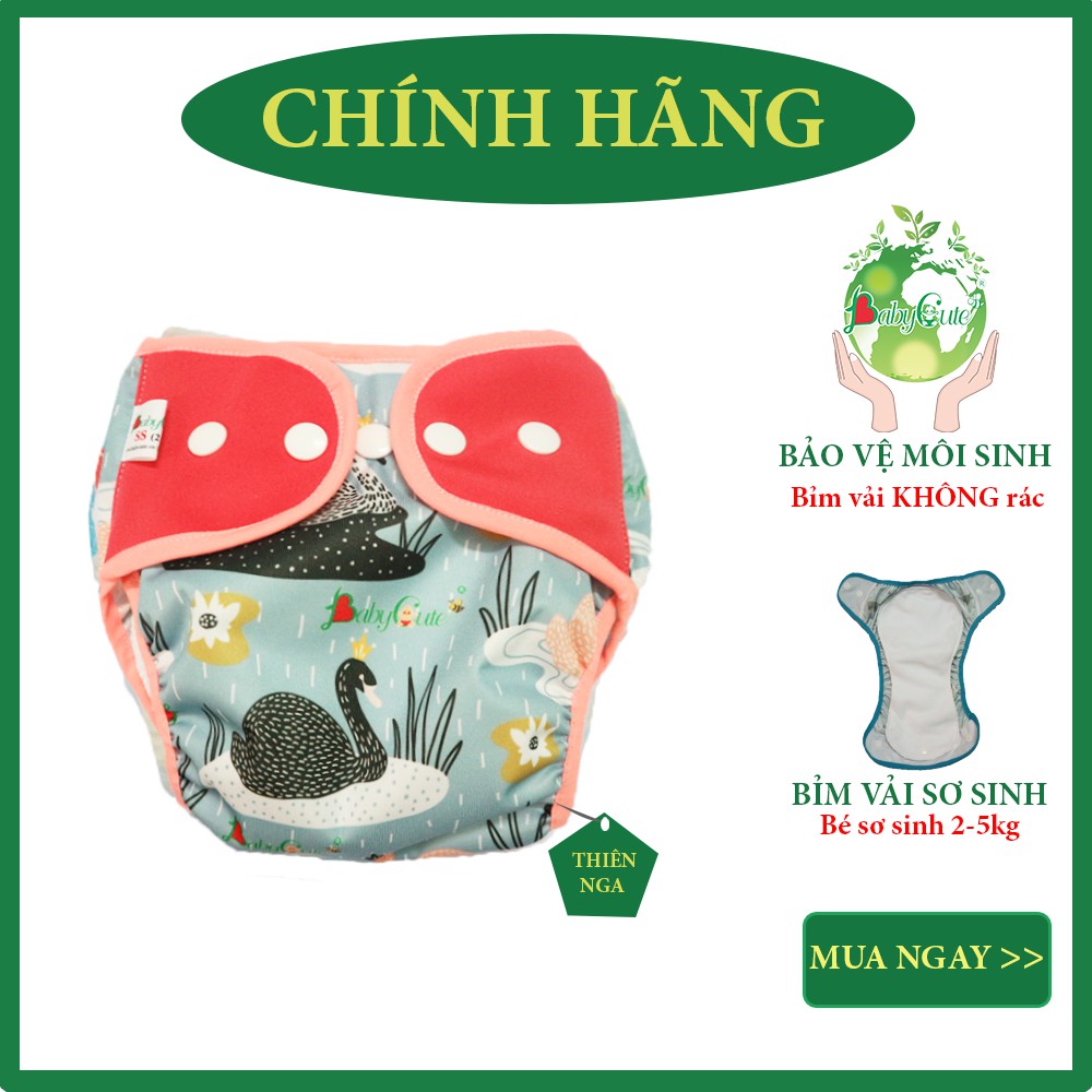 [MẪU MỚI] Bỉm tã vải BabyCute cho bé sơ sinh từ 2-5kg (gồm 1 vỏ + 1 lót) - Giao mẫu ngẫu nhiên