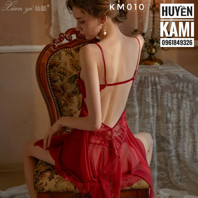 Váy hai dây xuyên thấu có gọng, kèm quần lót, hàng QCCC  SP408