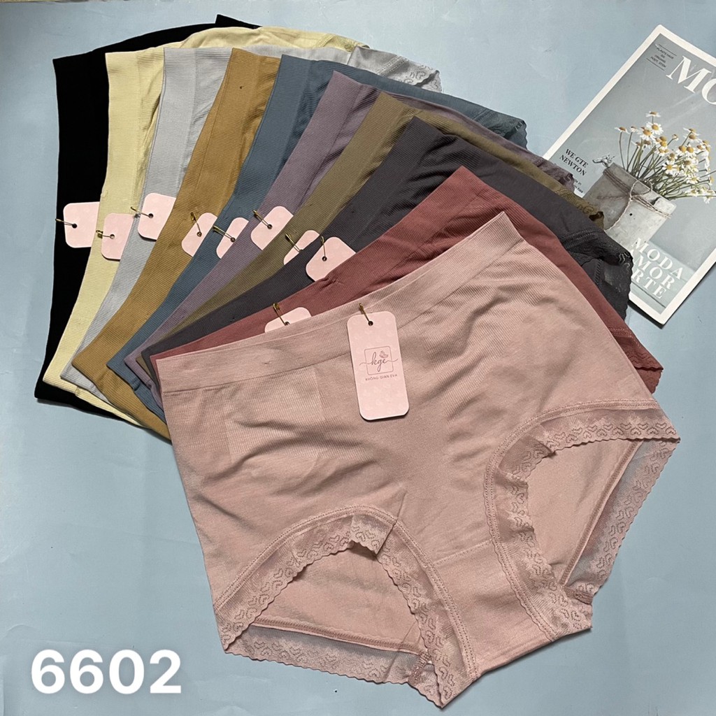 Quần lót nữ thun cạp cao ôm bụng bigsize , quần lót nữ phối ren gen bụng 92 96 cm nâng mông nữ 6602