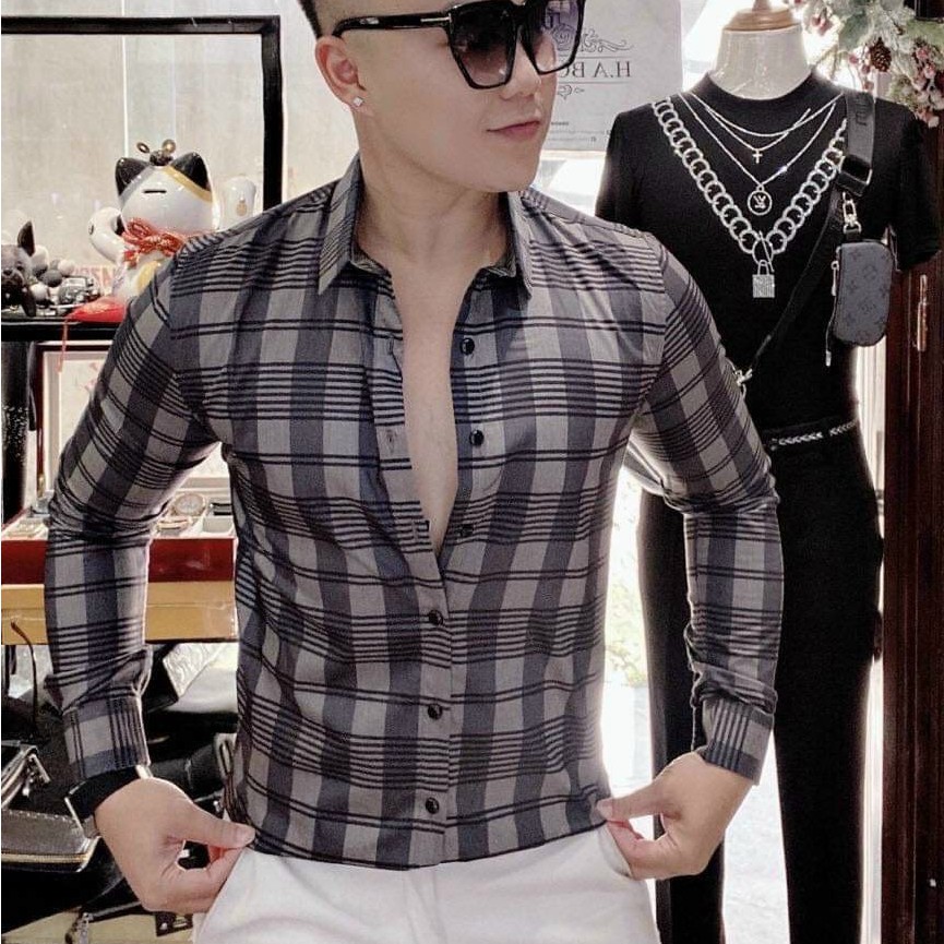 Áo sơ mi nam tay dài vải kate lụa siêu mát, Sơ mi karo mẫu mã đẹp ✌dainganstore✌ | BigBuy360 - bigbuy360.vn