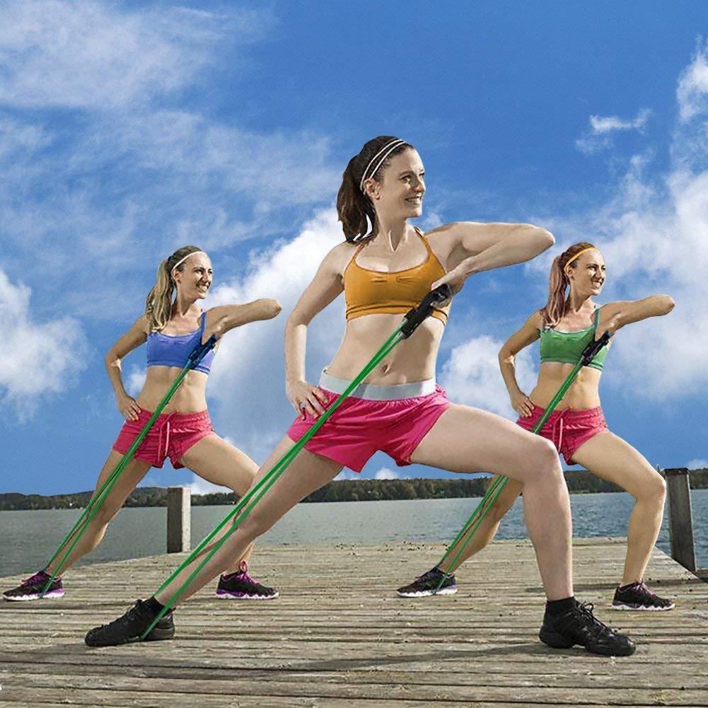 Thiết bị hỗ trợ tập gym - yoga tại nhà - Dây ngũ sắc đàn hồi 5 sợi có các mức nặng nhẹ khác nhau, nhỏ gọn, dễ sử dụng