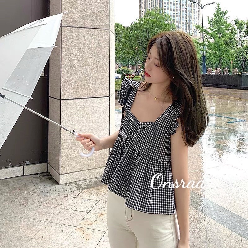 ✅ÁO BABYDOLL SỌC CARO XINH CỰC❤️