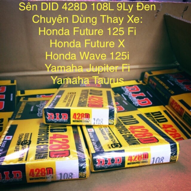 Sên DID 428D 9Ly Đen 108 Mắt - Made in Japan Chính Hãng 100% Dùng Gắn Xe Honda Future Blade Yamaha Jupiter Fi Taurus