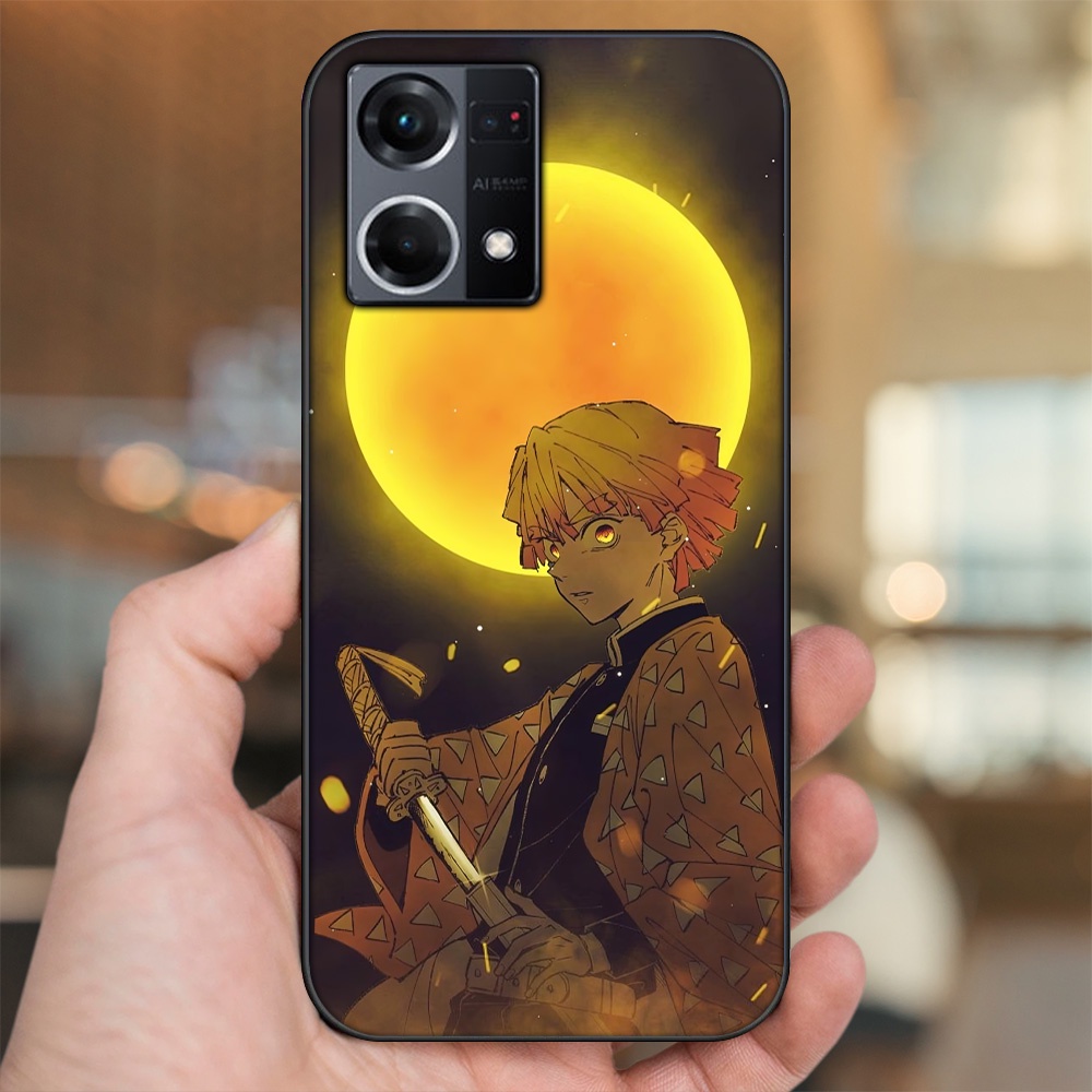 Ốp lưng Oppo Reno 8 4G viền đen in hình Zenitsu Kimetsu no Yaiba