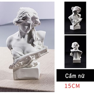 Tượng Cầm nữ Hy Lạp BUDECOR trang trí nhà cửa 15cm