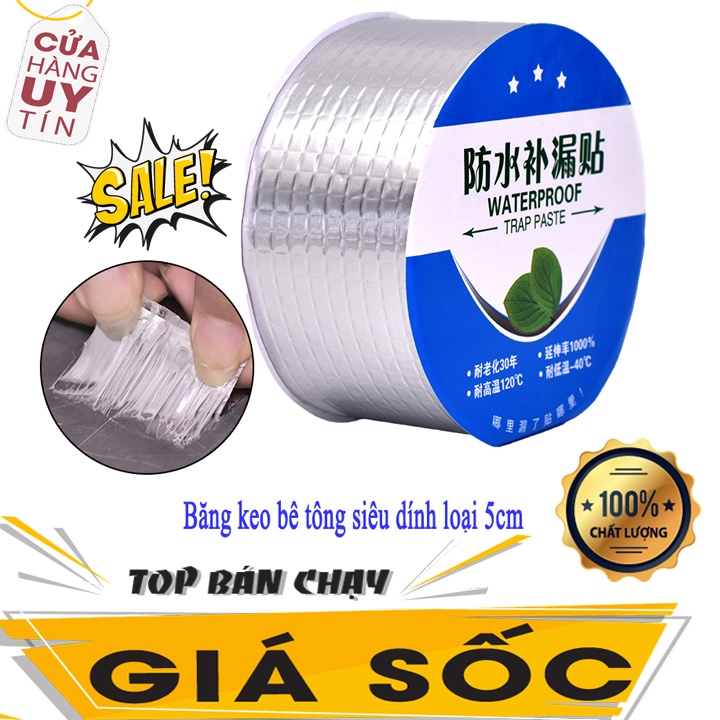 Băng Keo Bê Tông Siêu Dính Loại Khổ Rộng 10cm, Chống thấm gắn trên tất cả các bề mặt siêu chắc chắn