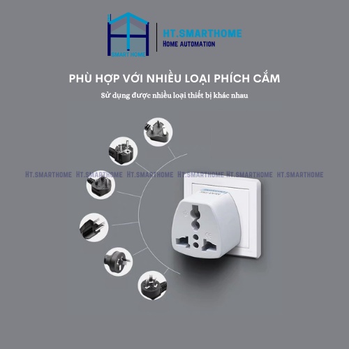 Ổ cắm chuyển đổi 3 chấu ➜ 2 chấu 2 chấu