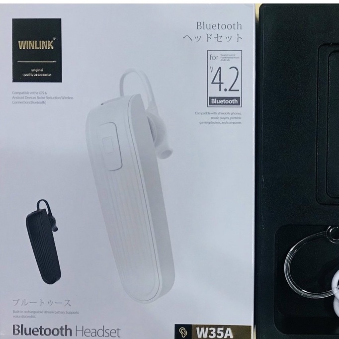 Tai nghe bluetooth không dây 1 tai winlink w35 phù hợp tất cả các máy bluetooth, dùng cho đàm thoại, Gtek, BH 6 tháng