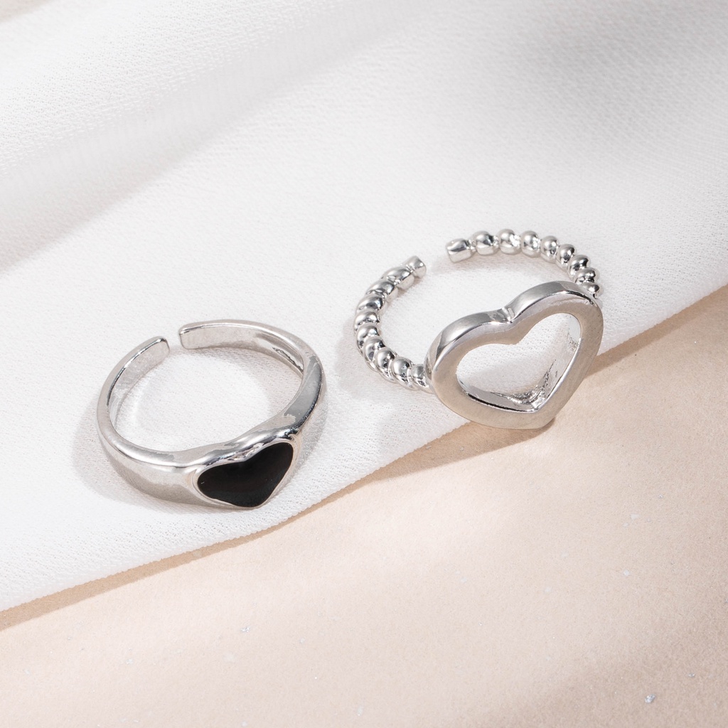 Set 2 nhẫn hình trái tim thời trang cho cặp đôi