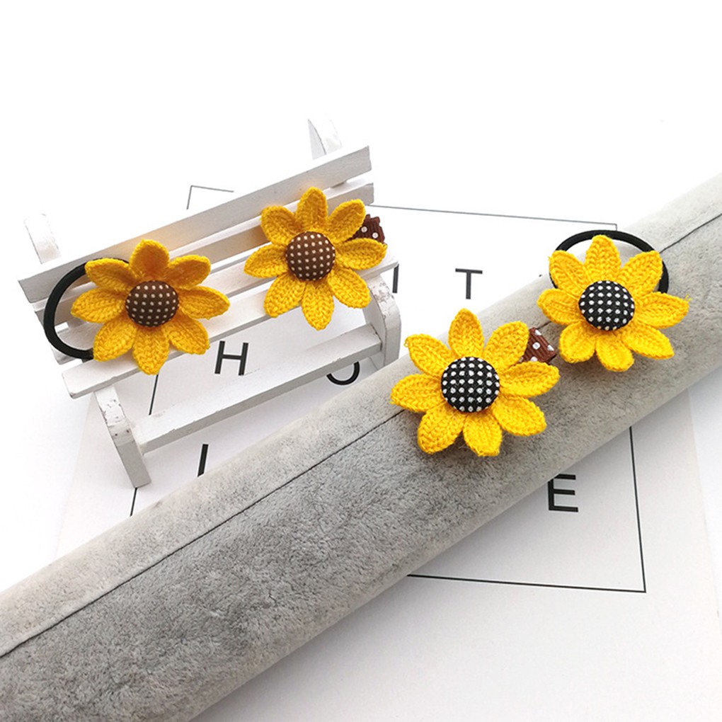 Dây Cột Tóc/Kẹp Tóc Hình Hoa Hướng Dương Cho Bé Gái