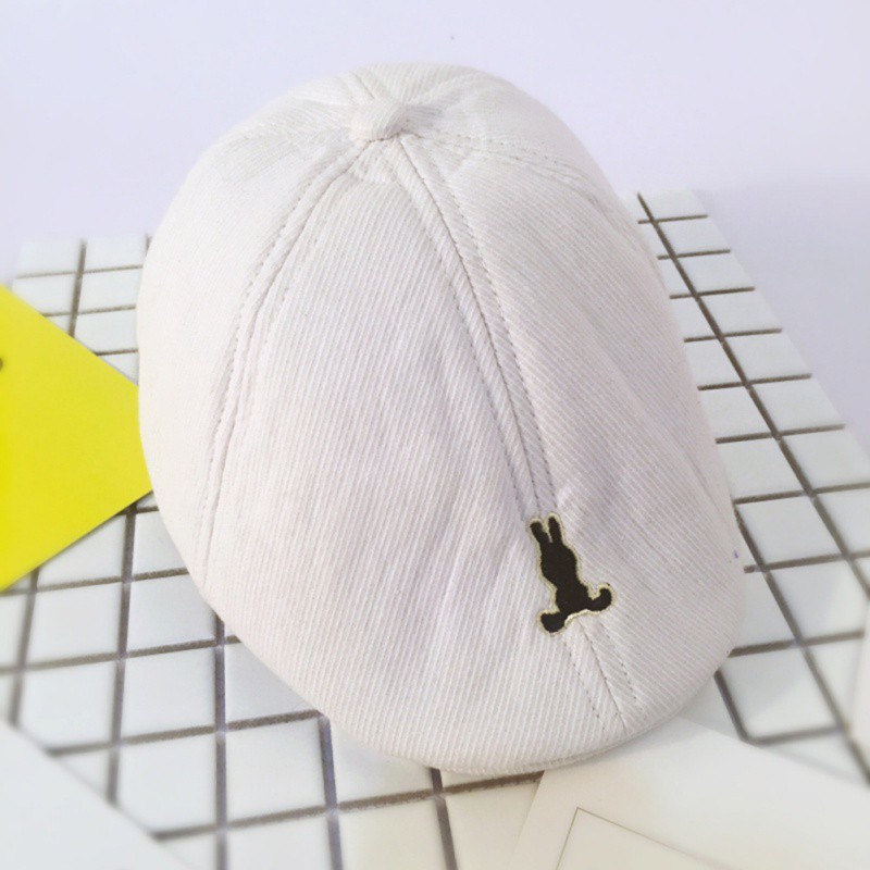 Mũ Beret kẻ sọc đính logo hình chú thỏ dễ thương cho bé
