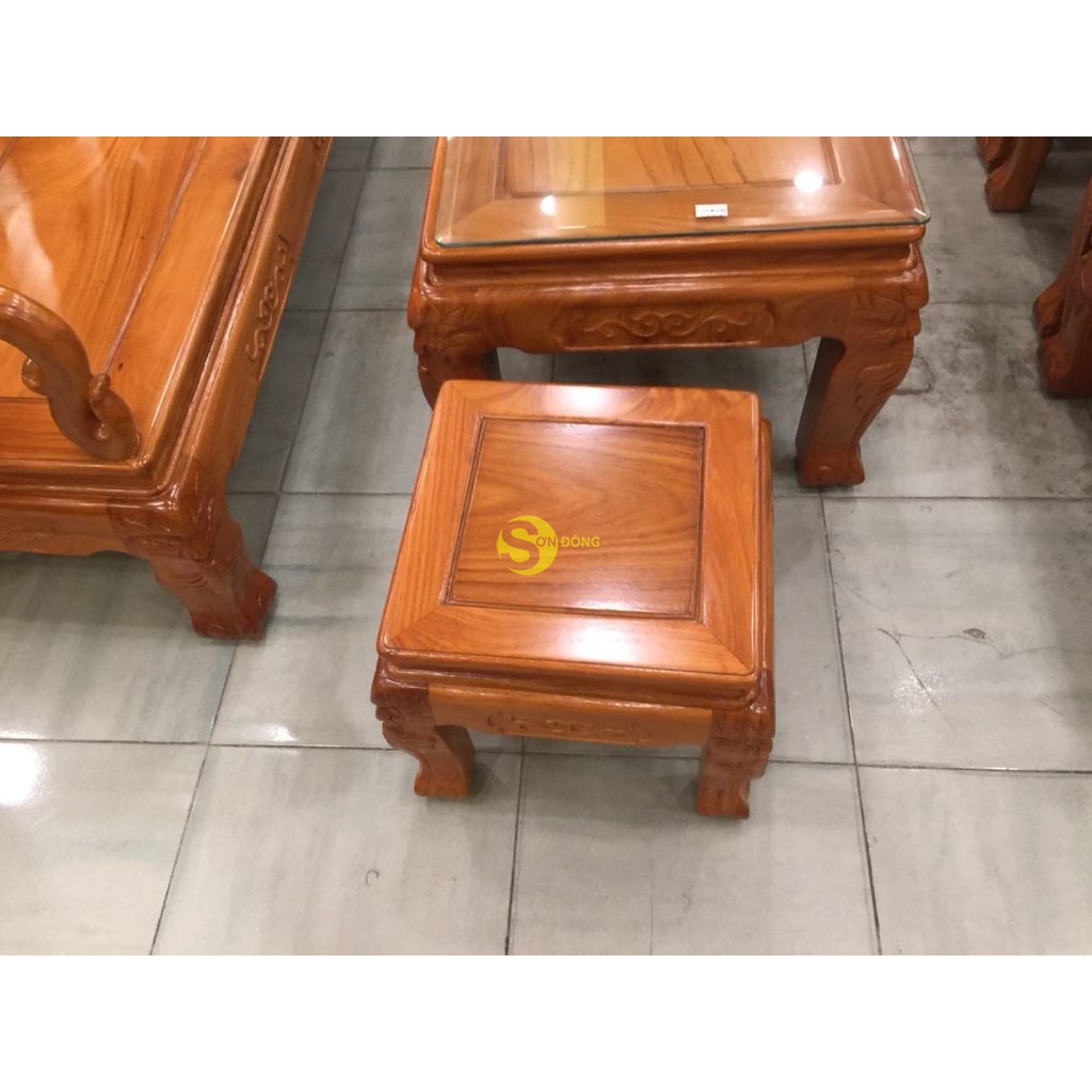Bộ bàn ghế chạm đào gỗ gõ đỏ tay 10