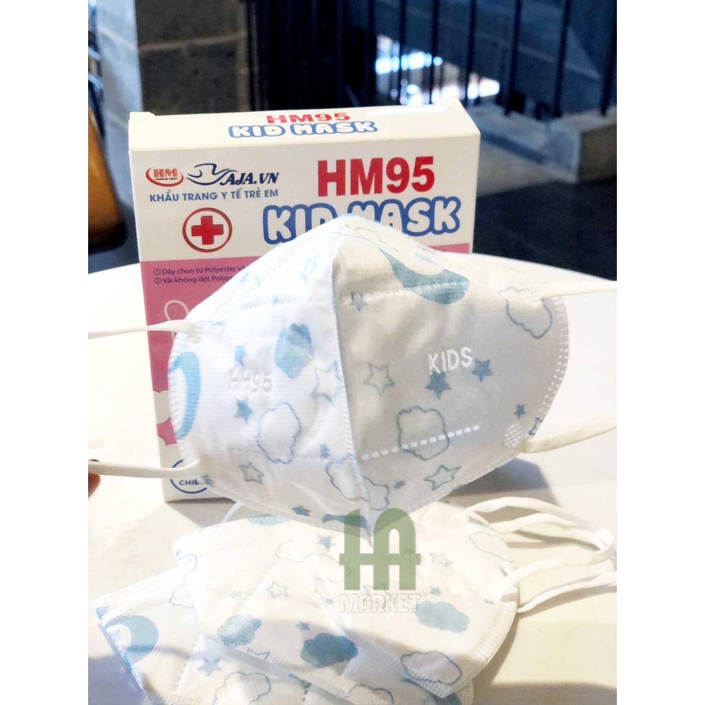 Khẩu Trang Trẻ Em AJA KID HM95 (N95) 5 Lớp Kháng Khuẩn Ngăn Khói Bụi Tia UV Siêu Mềm Mịn