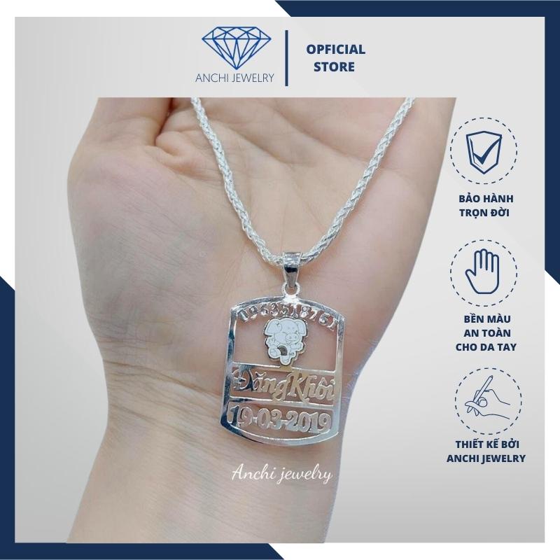 Dây chuyền khắc tên cho bé trai, chuẩn bạc ta nguyên chất, Anchi jewelry