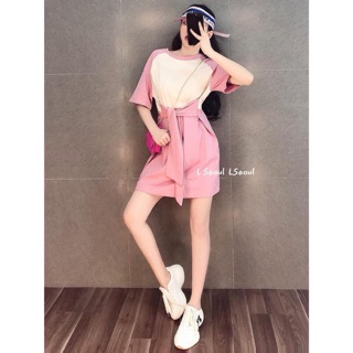 Set váy hồng và chấm bi