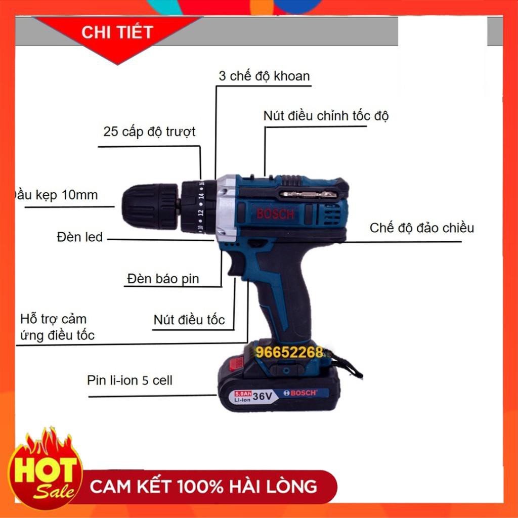 [ChínhHãng]Máy khoan pin điện 36V 118V bắt vít vặn ốc khoan bê tông mini cầm tay Bosch cực khỏe hộp đủ phụ kiện đa năng