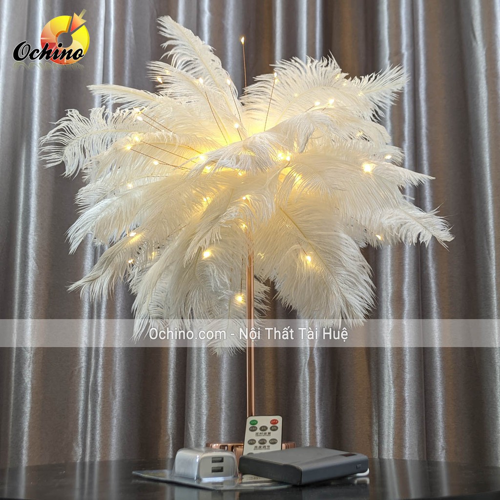 Đèn Lông Vũ, Đèn Ngủ Lông Vũ Để Bàn ( Có điểu Khiển từ xa và Hẹn giờ)