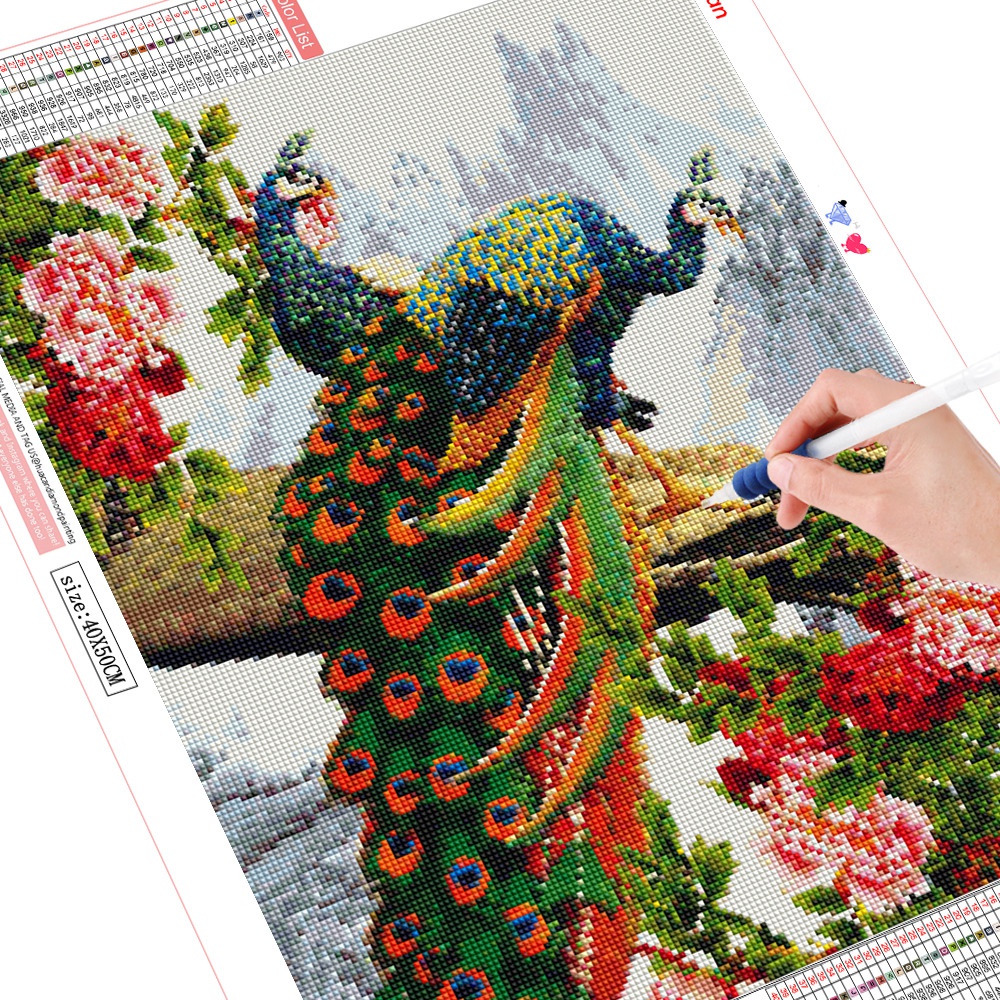 Bộ Tranh Đính Đá 5d DIY Hình Chim Công Dùng Để Trang Trí Nhà