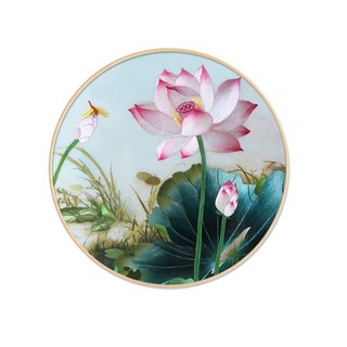 Quạt tròn cổ phong dây tuyến quạt cầm tay hoa sen phong cách Trung Quốc cổ trang nhiều mẫu