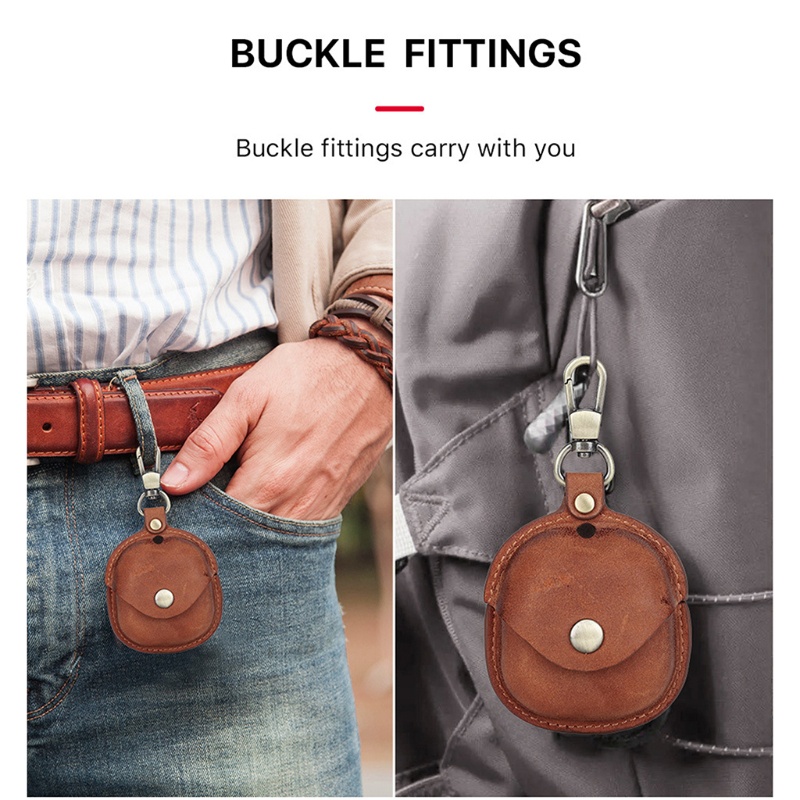Vỏ bảo vệ hộp sạc tai nghe Galaxy-Buds live bằng da PU có móc khóa