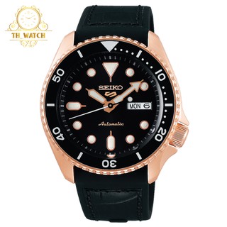 Đồng hồ nam seiko 5 cơ tự động, kính cứng hardlex, dây cao su giả da srpd76k1