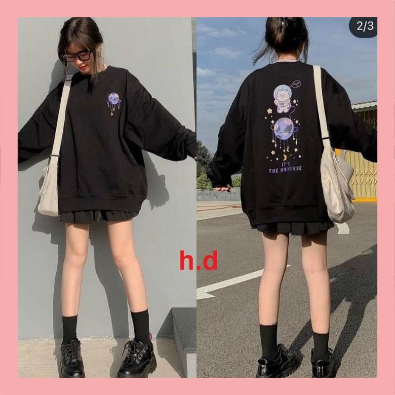 Áo Nỉ Zip Dài Tay Keep; Quả cầu in lưng🌸Sweater cổ tròn dài tay bồng, thun hoodie form rộng Ulzzang | WebRaoVat - webraovat.net.vn