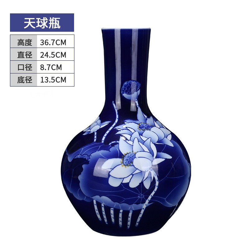 Đồ Sứ gốm jingdezhen cỡ lớn mới Trung Quốc phong cách vẽ tay sứ màu xanh lá cây Bình hoa trang trí đồ trang trí phòng kh