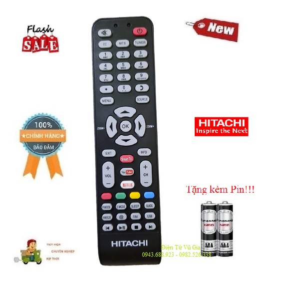 Remote Điều khiển tivi Hitachi các dòng LED/LCD/ Smart TV- Hàng mới chính hãng Hitachi 100% Tặng kèm Pin