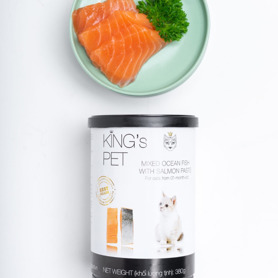 Pate cho mèo King's Pet vị gà, cá hồi, cá nục Kingpet thơm ngon 380g