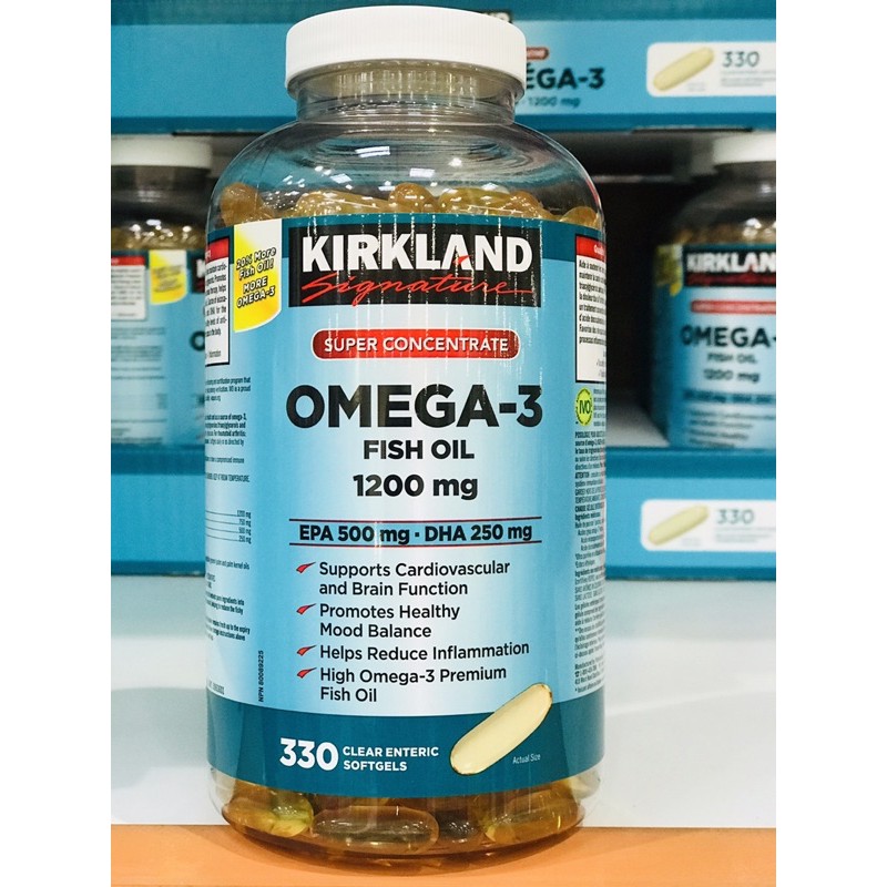 Viên uống dầu cá Kirkland Signature Super Concentrate Omega-3 Fish Oil, 330 viên