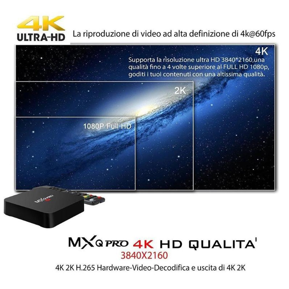 Đầu thu TV PULIERDE MXQ Pro 4K cho Android KODI chuyển đổi TV thường thành TV thông minh dung lượng 1GB 8GB