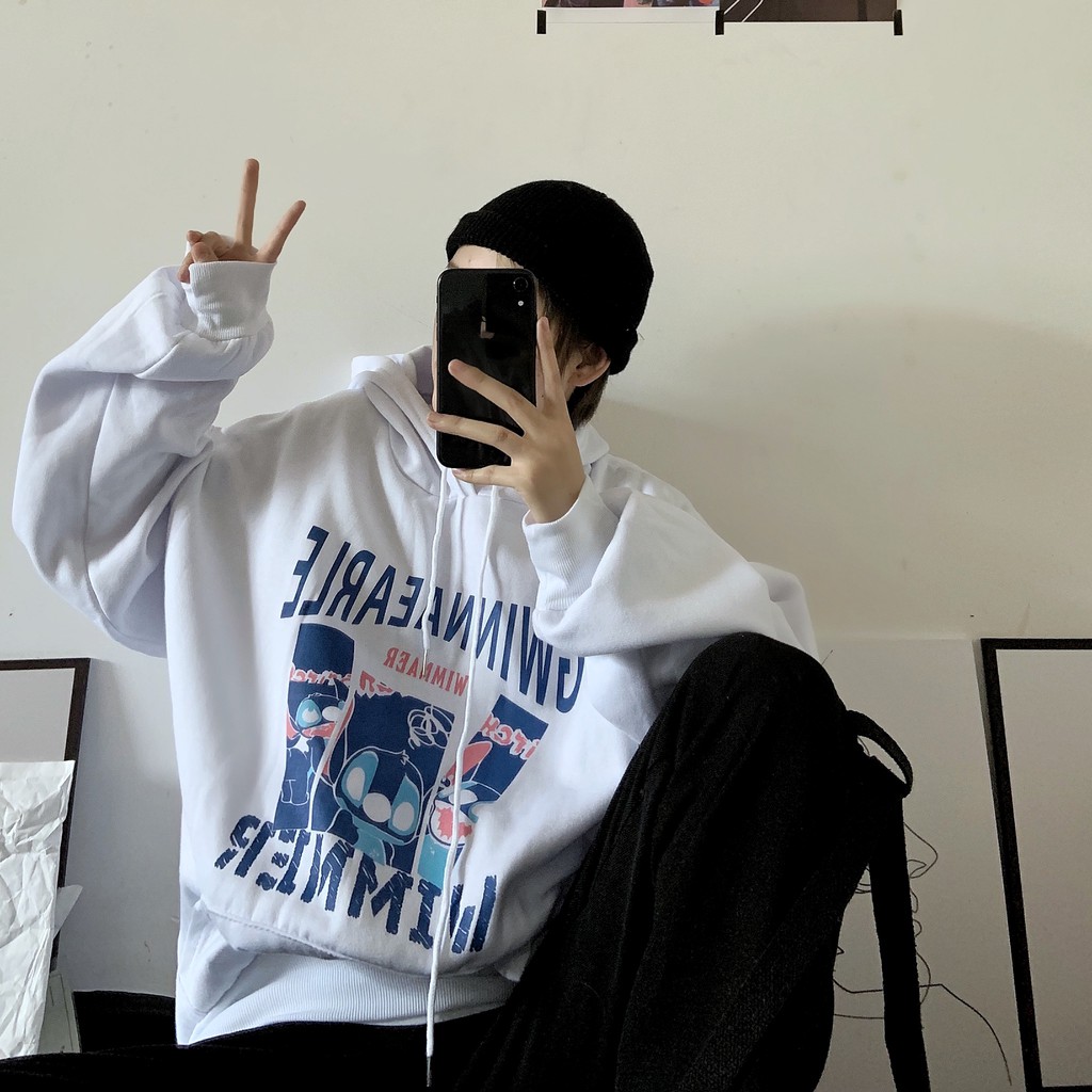 Áo hoodie nỉ bông form rộng phong cách Unisex HD07