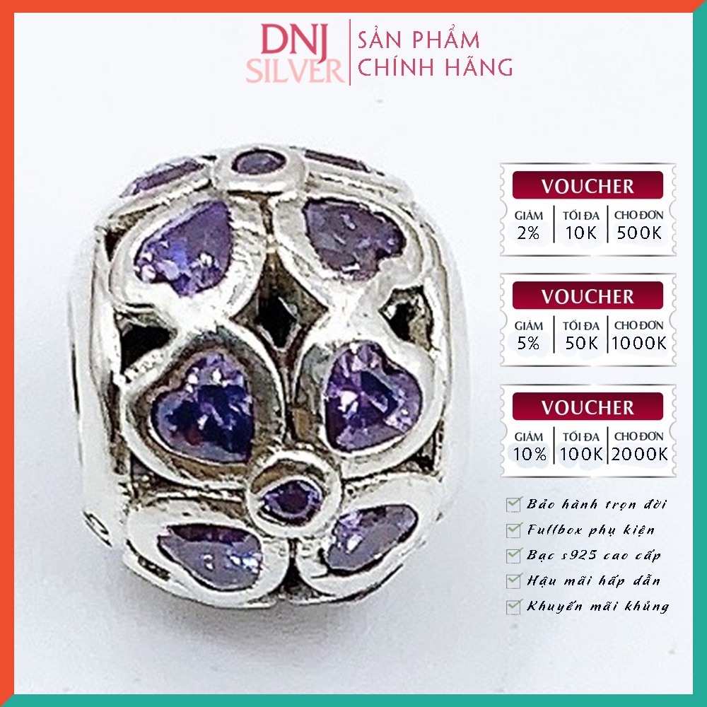 [Hàng cao cấp] Vòng tay bạc 925 cao cấp - Vòng tay charm bạc tông màu tím mang ý nghĩa tình yêu thủy chung  - DNB021