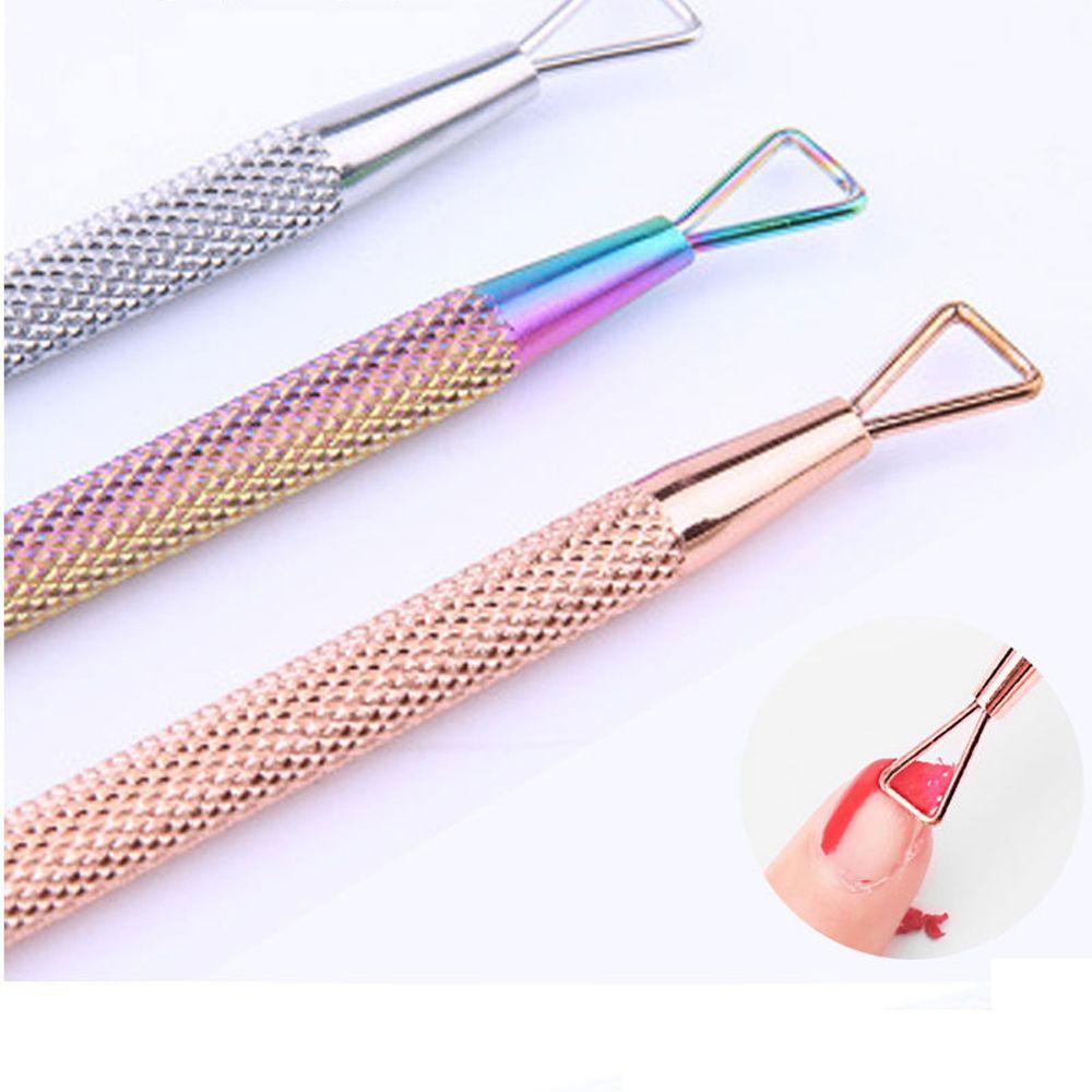 QQMALL Dụng Cụ Đẩy Biểu Bì Tẩy Da Chết Cho Móng Tay Bằng Thép Không Gỉ Kèm Hộp Đựng